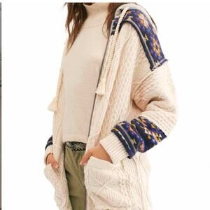 Free People Capture The Moment Confetti Hooded Zip Up Cardigan Coat Womens z S
